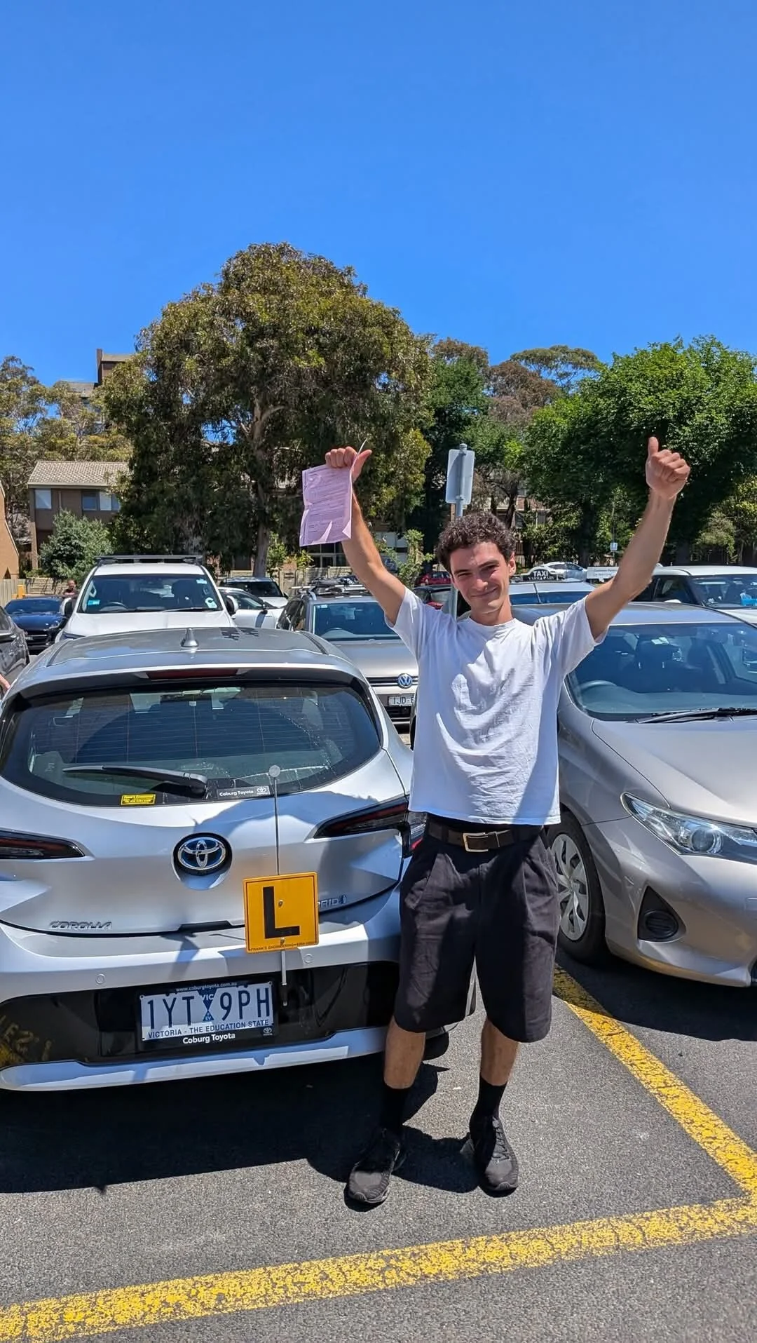 Student outside VicRoads testing centre pass