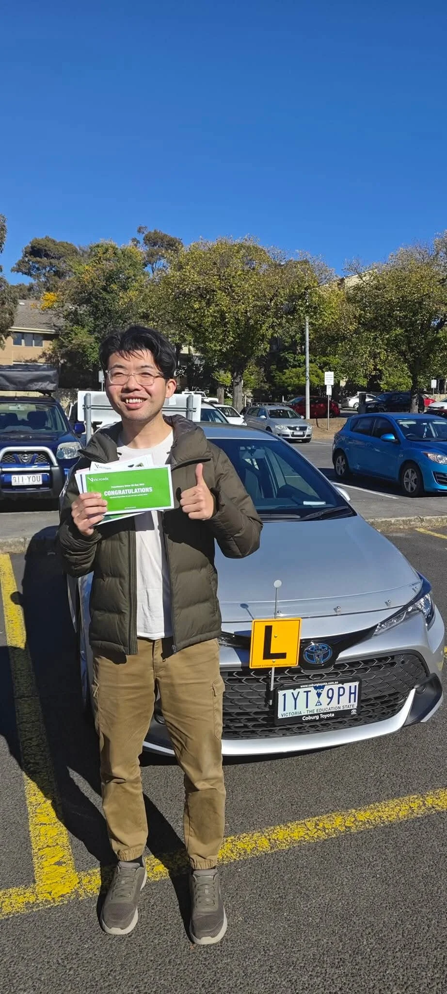 Student celebrates VicRoads driving test pass