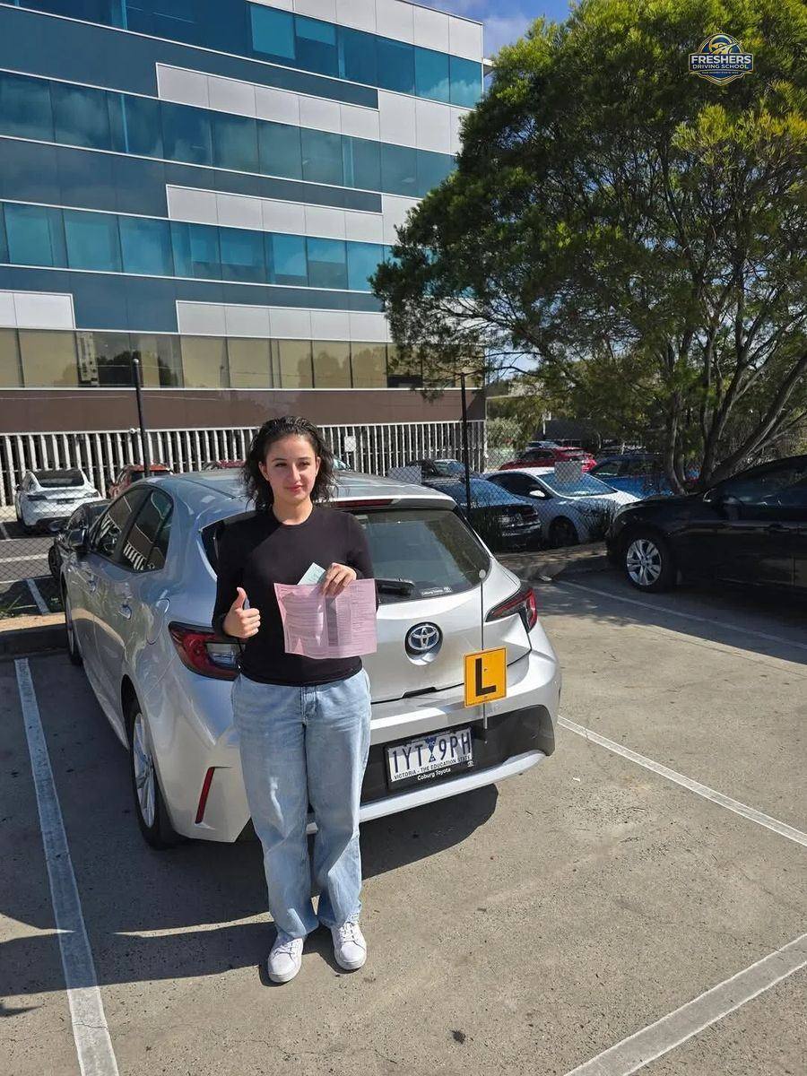 Freshers Driving School student passes VicRoads test in Carlton Melbourne