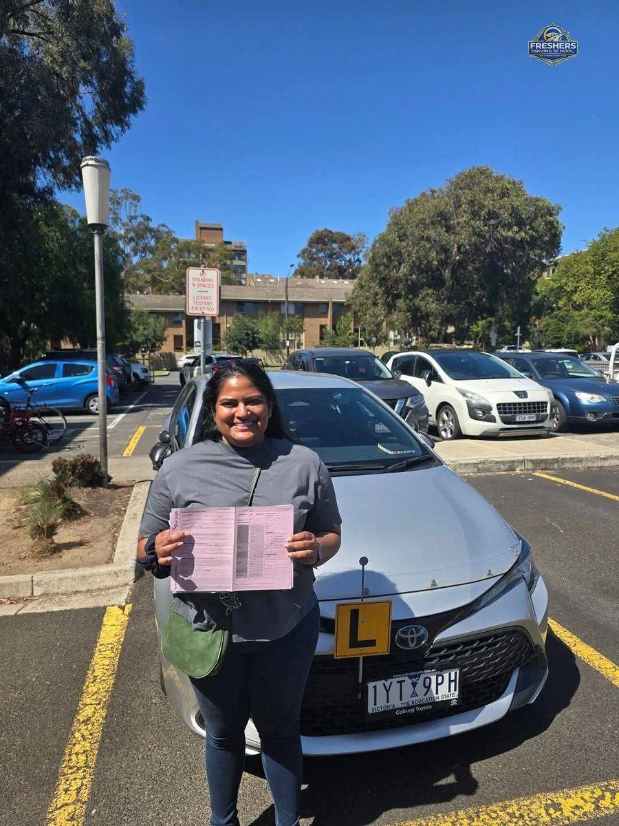 Driving test pass photo — Freshers Driving School Melbourne instructor Kev